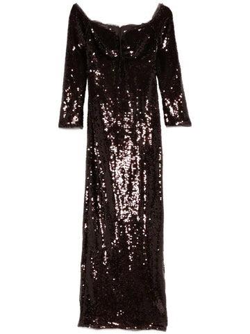 Self Portrait Sequin Off Shoulder Maxi Dress