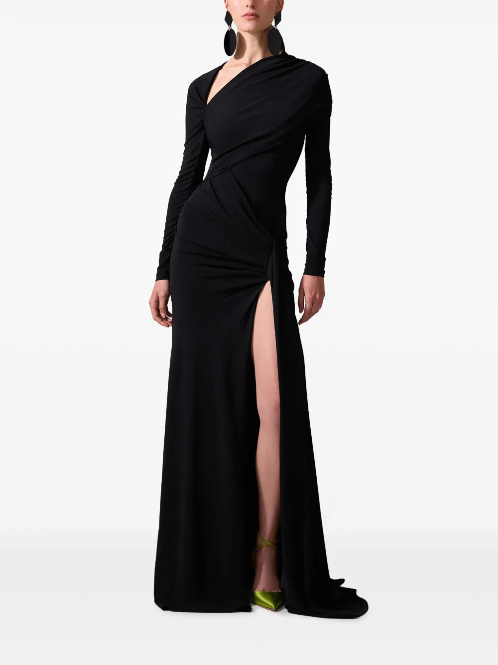 Carolina Herrera Draped Long Sleeve Gown