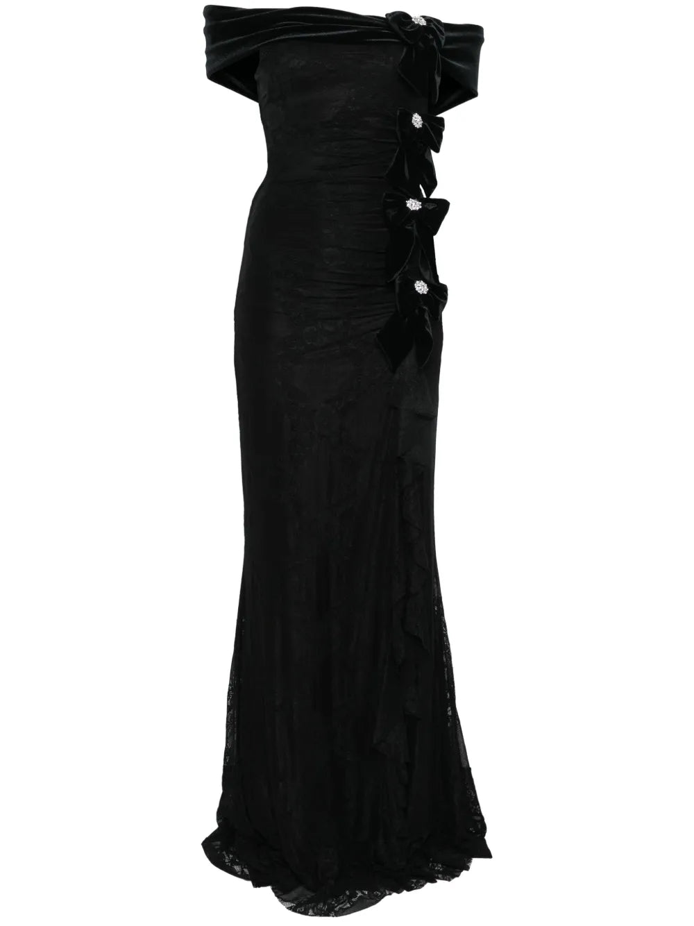 Nissa Bow Detail Lace Maxi Dress