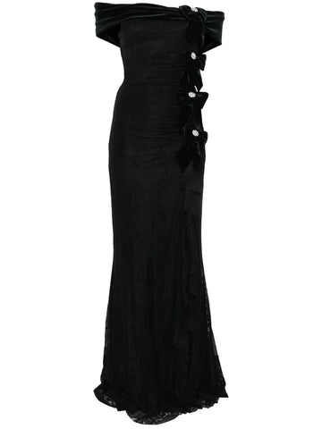 Nissa Bow Detail Lace Maxi Dress