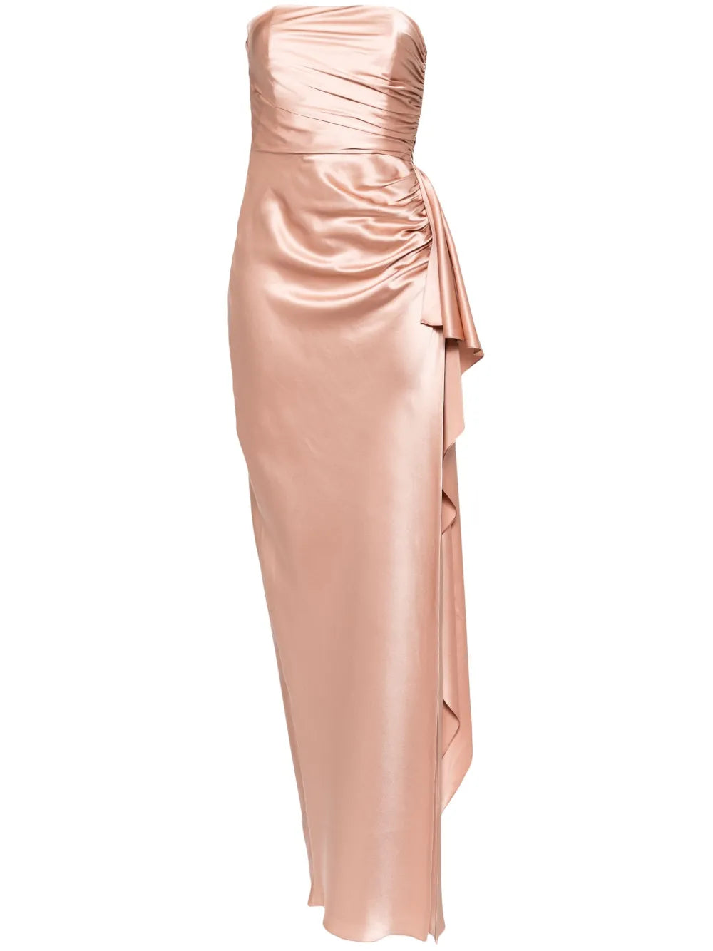Michelle Mason Strapless Gathered Silk Gown
