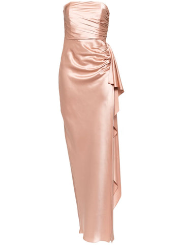 Michelle Mason Strapless Gathered Silk Gown