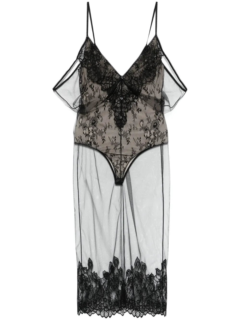 The Attico Tulle Overlay Midi Dress
