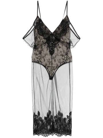 The Attico Tulle Overlay Midi Dress