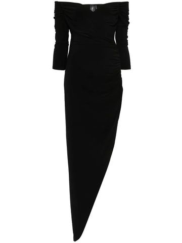 Norma Kamali Side Drape Off Shoulder Gown