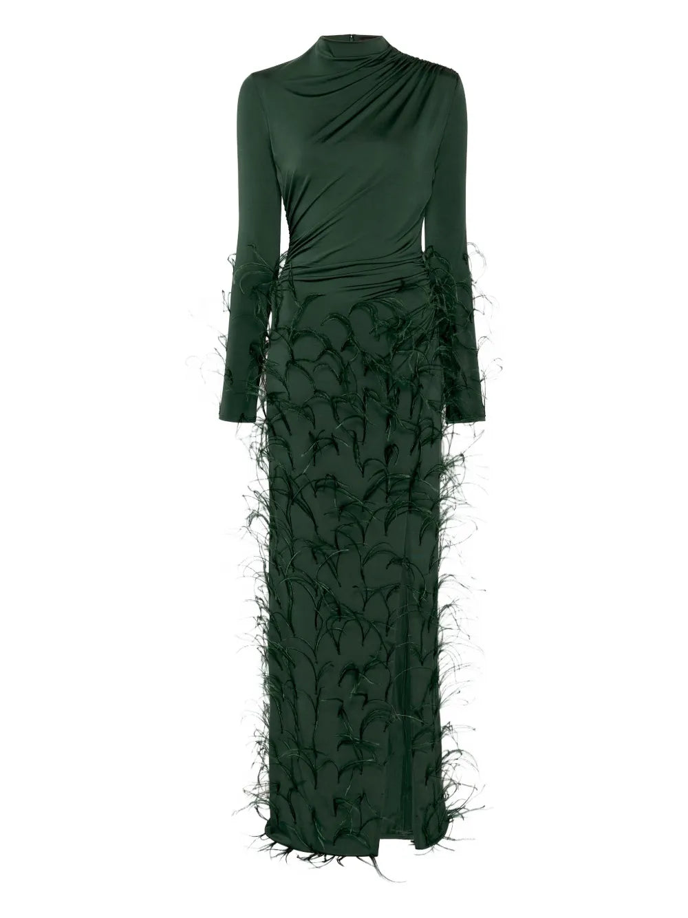 Lapointe Feathers Embellished Jersey Maxi Dress