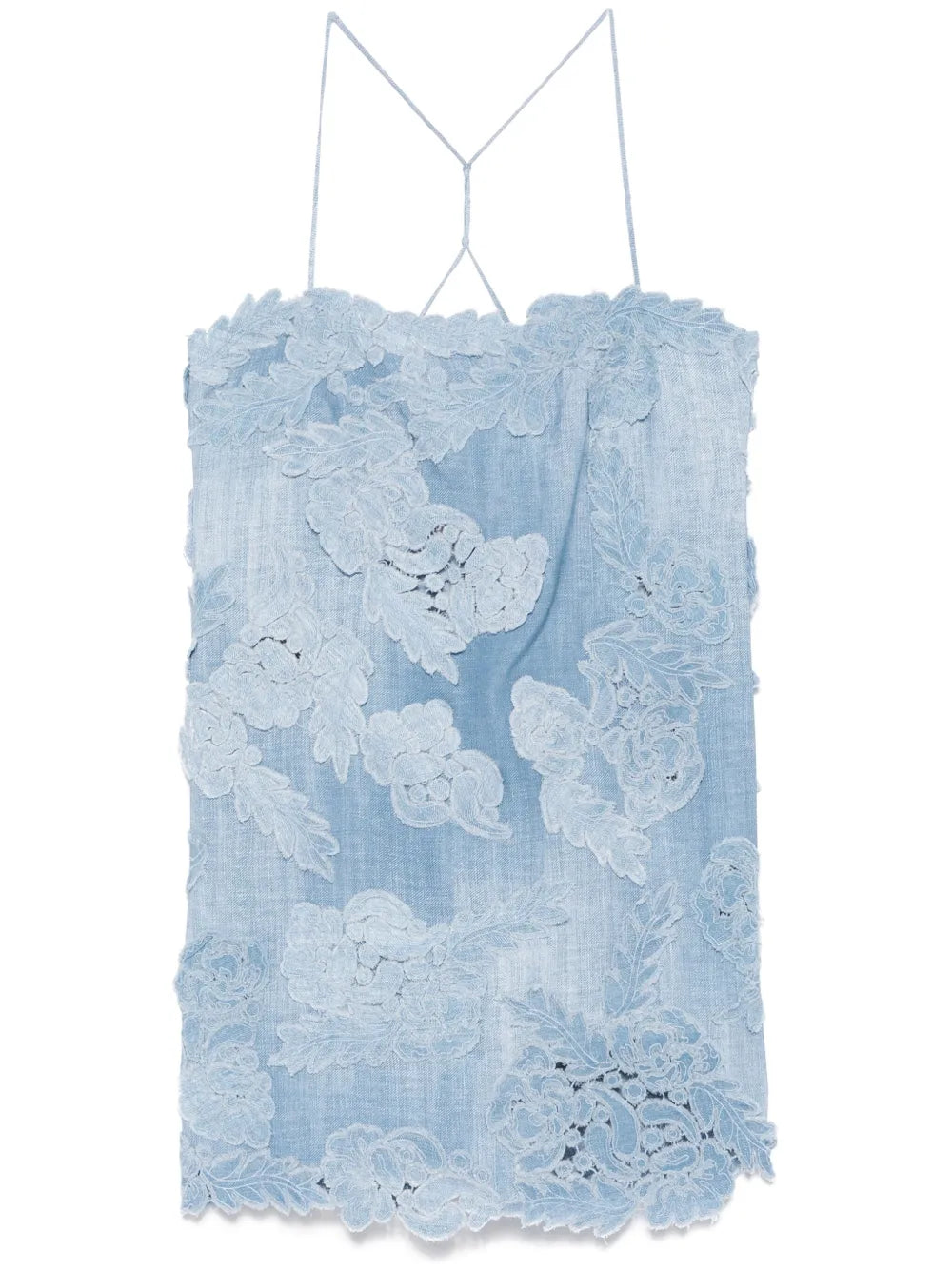 Ermanno Scervino Floral Applique Mini Dress