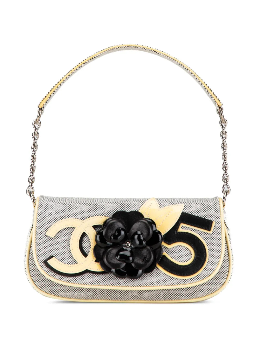 Chanel Pre Owned 2005 2006 Canvas Camellia Cc No 5 Shoulder Bag