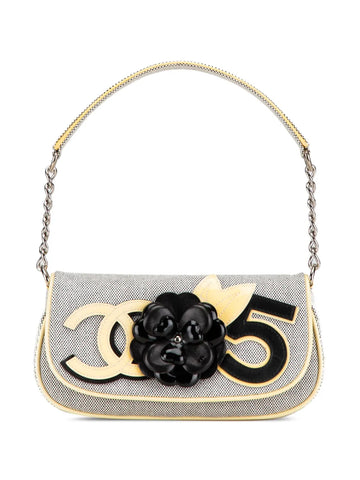 Chanel Pre Owned 2005 2006 Canvas Camellia Cc No 5 Shoulder Bag