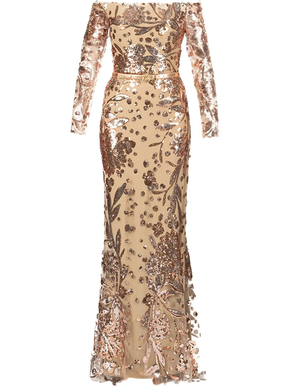 Elie Saab Embroidered Tulle Maxi Dress