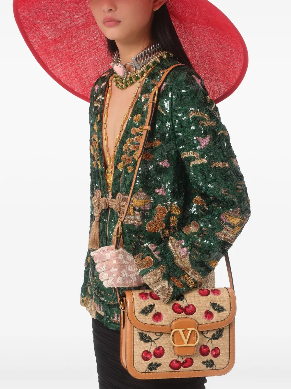 Valentino Garavani 9To5 Cherryfic Motif Shoulder Bag