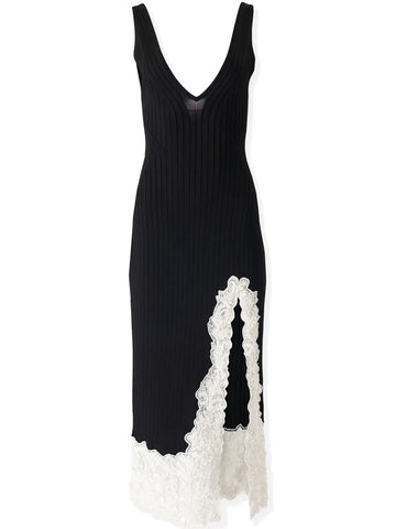 Carolina Herrera Lace Trim Midi Dress