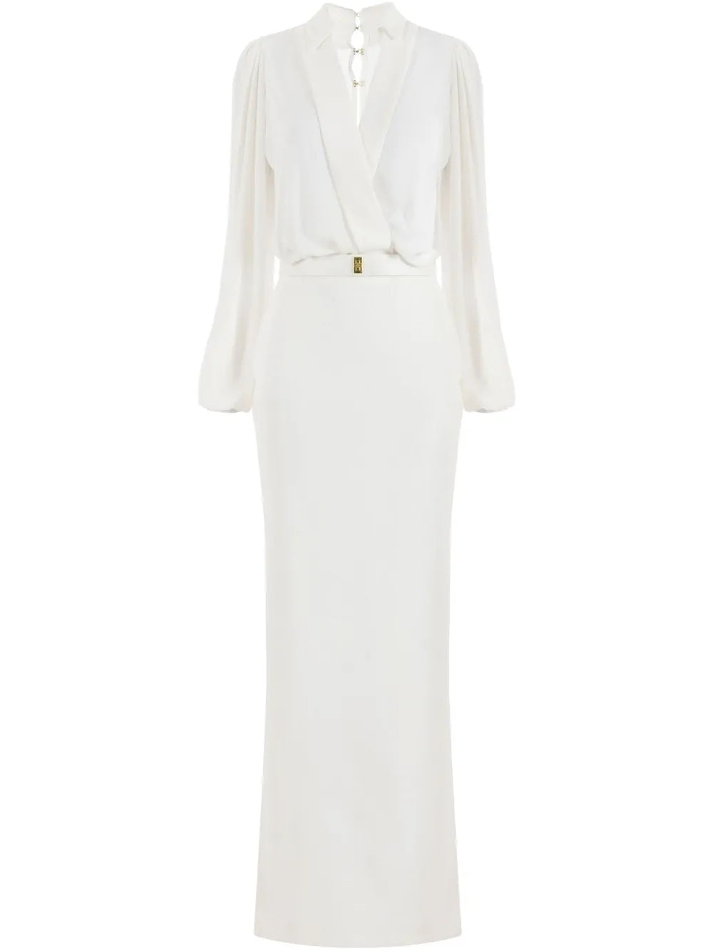 Elisabetta Franchi Belted Crepe Maxi Dress