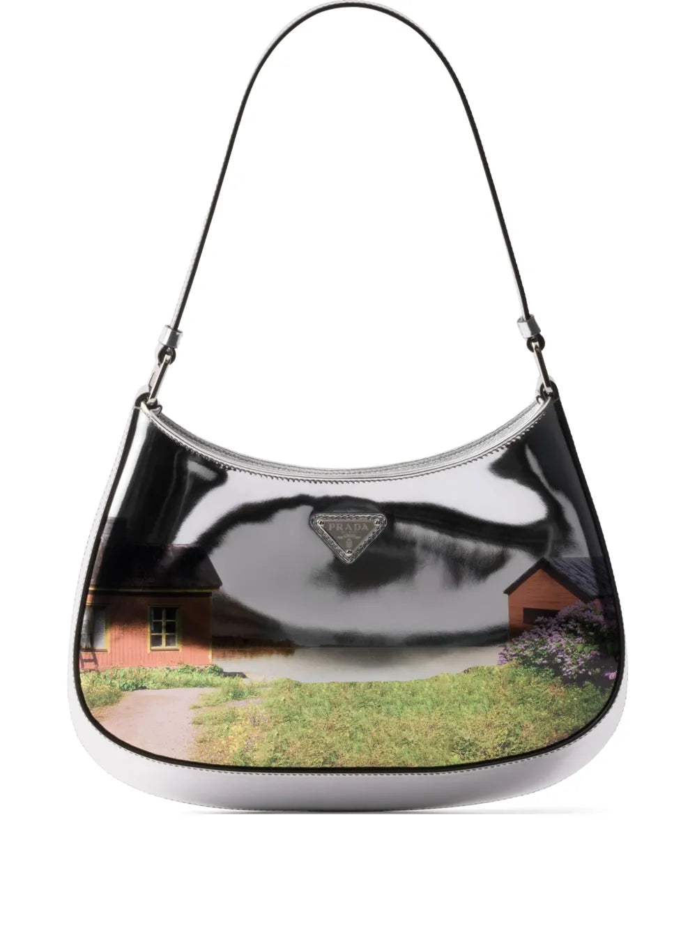 Prada Cleo Printed Brushed Leather Shoulder Bag