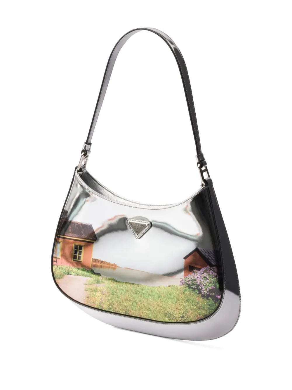 Prada Cleo Printed Brushed Leather Shoulder Bag