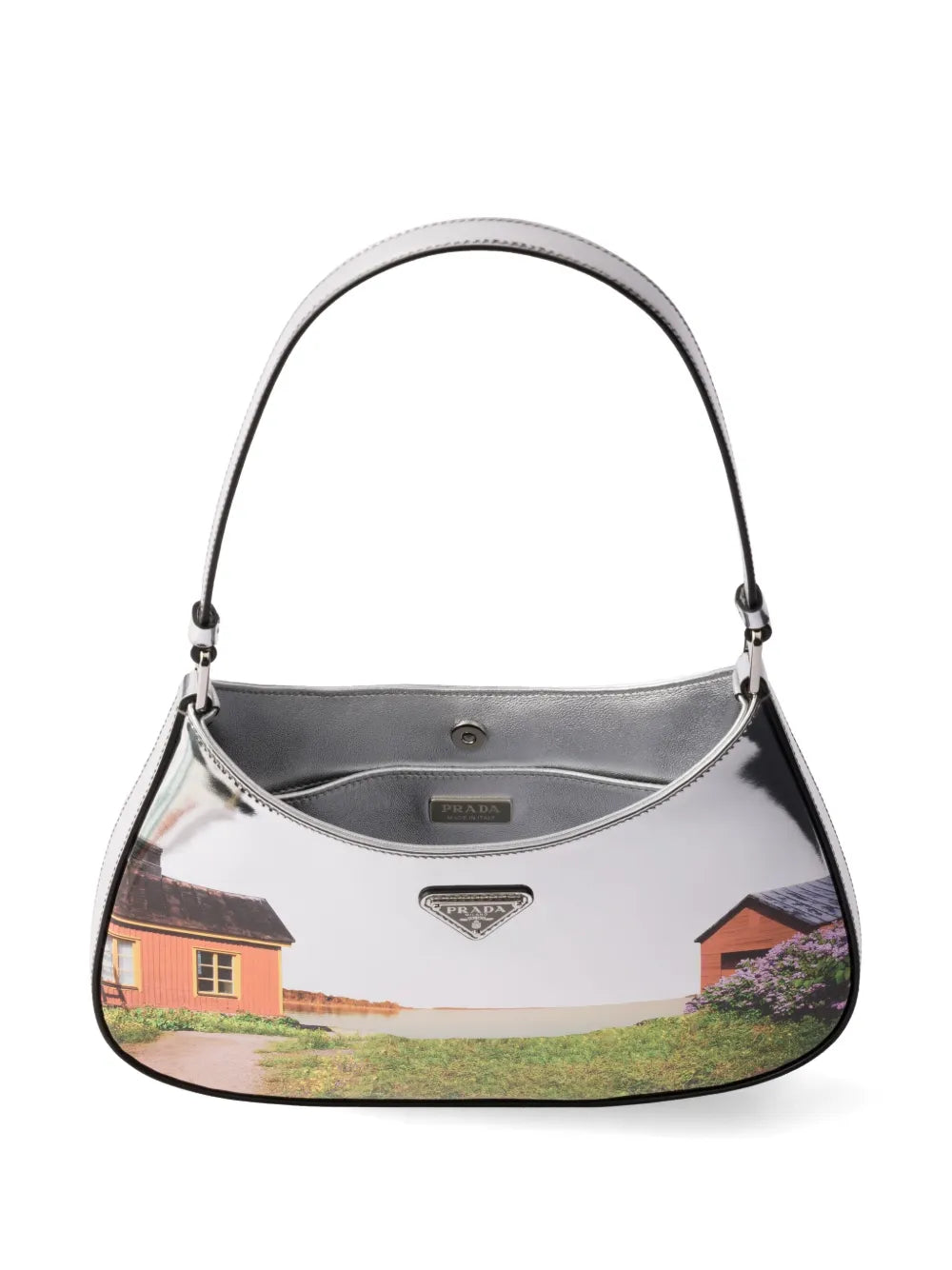 Prada Cleo Printed Brushed Leather Shoulder Bag