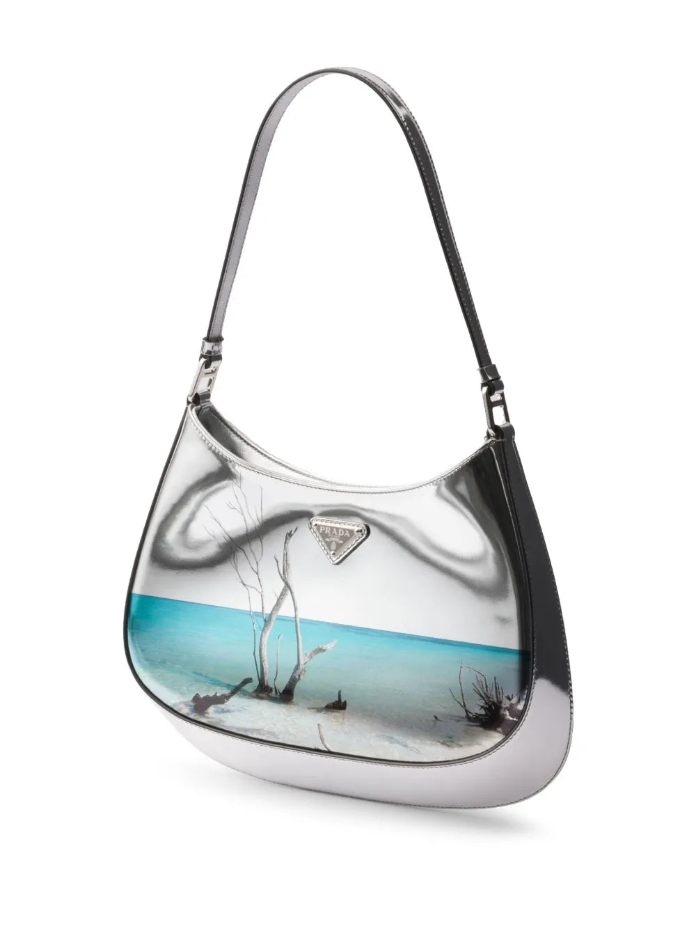 Prada Cleo Printed Brushed Leather Shoulder Bag