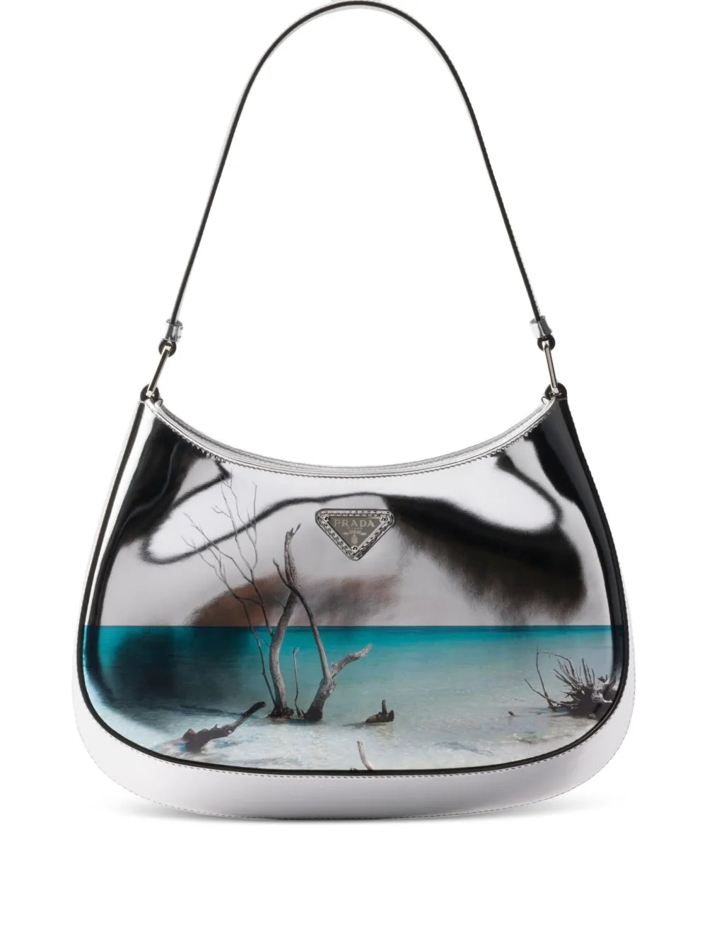 Prada Cleo Printed Brushed Leather Shoulder Bag