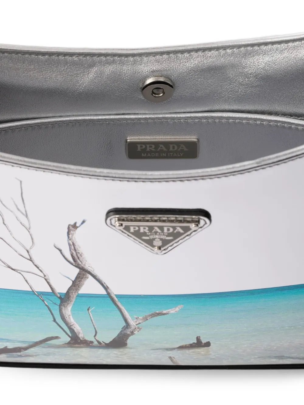 Prada Cleo Printed Brushed Leather Shoulder Bag