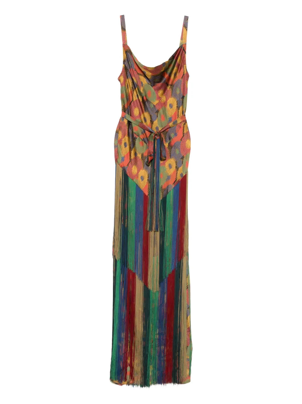 Bode Floral Print Fringe Dress