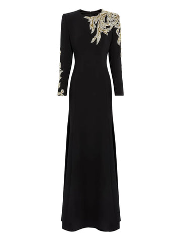 Jenny Packham Honor Beaded Leaf Embellished Gown