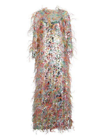 Valentino Garavani Sequin Feather Midi Dress