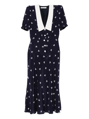 Alessandra Rich Bow Print Midi Dress