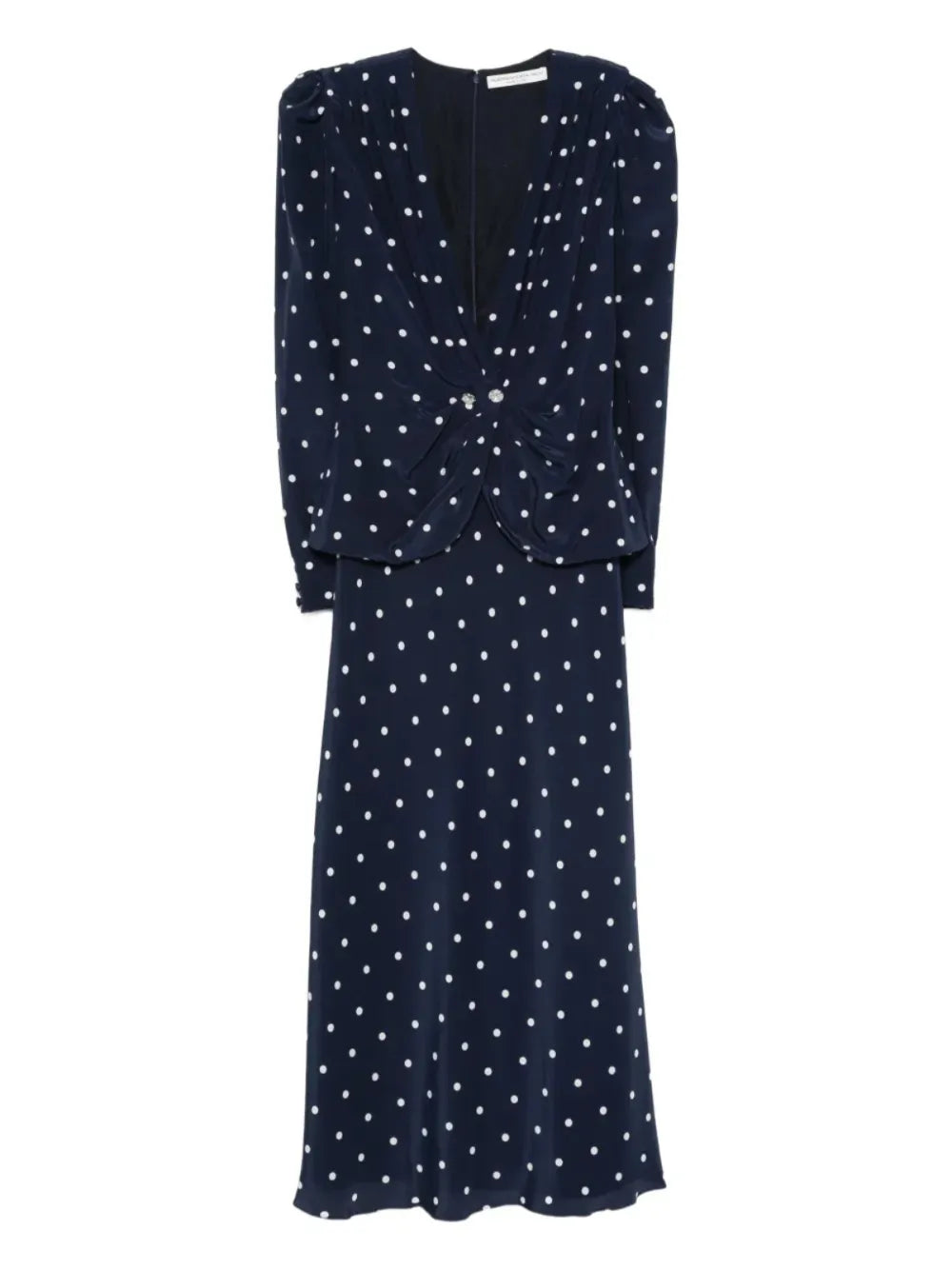 Alessandra Rich Polka Dot Print Midi Dress