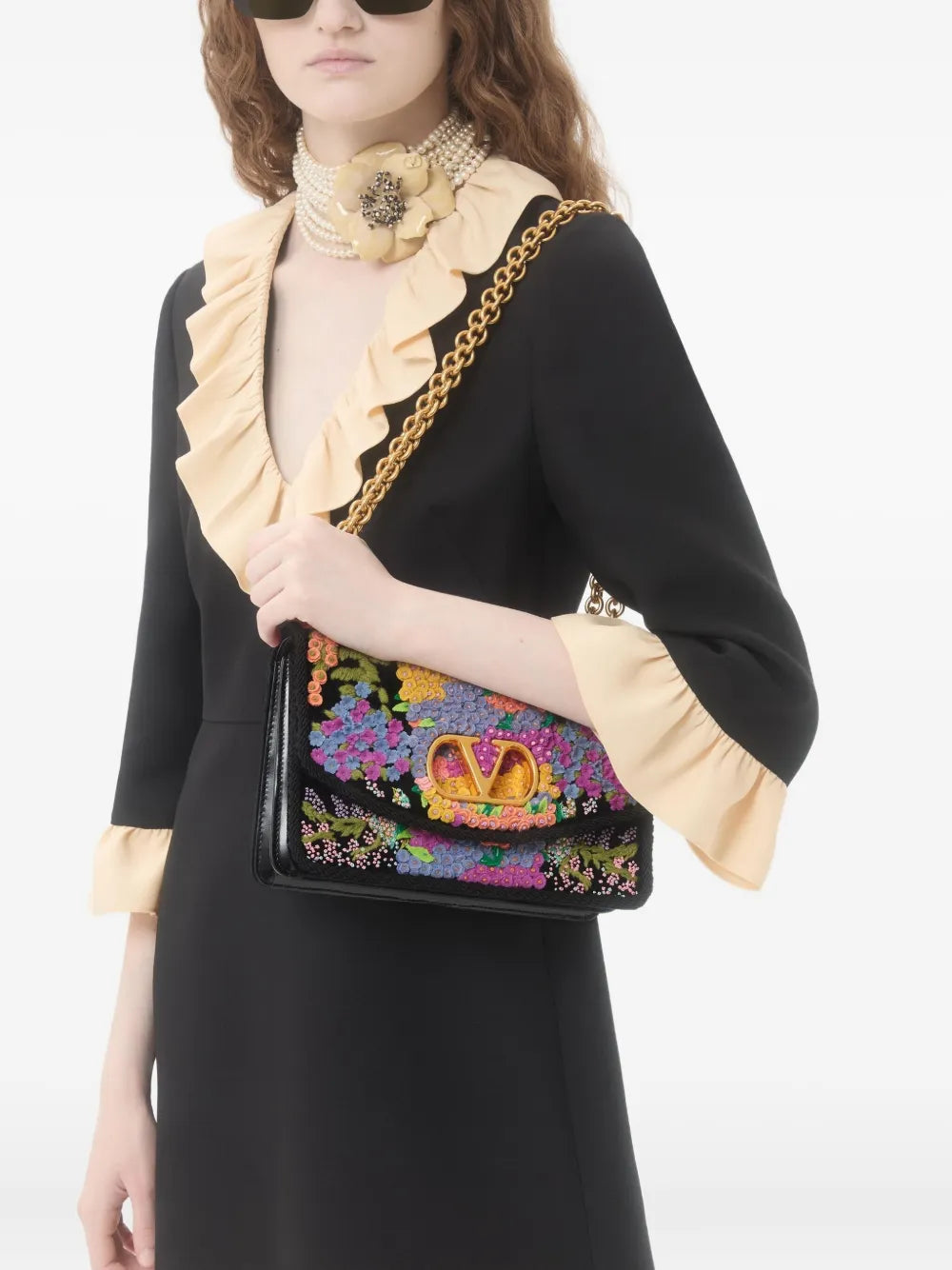 Valentino Garavani Floral Embroidered Mini Shoulder Bag