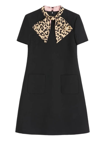 Valentino Garavani Leopard Bow Mini Dress
