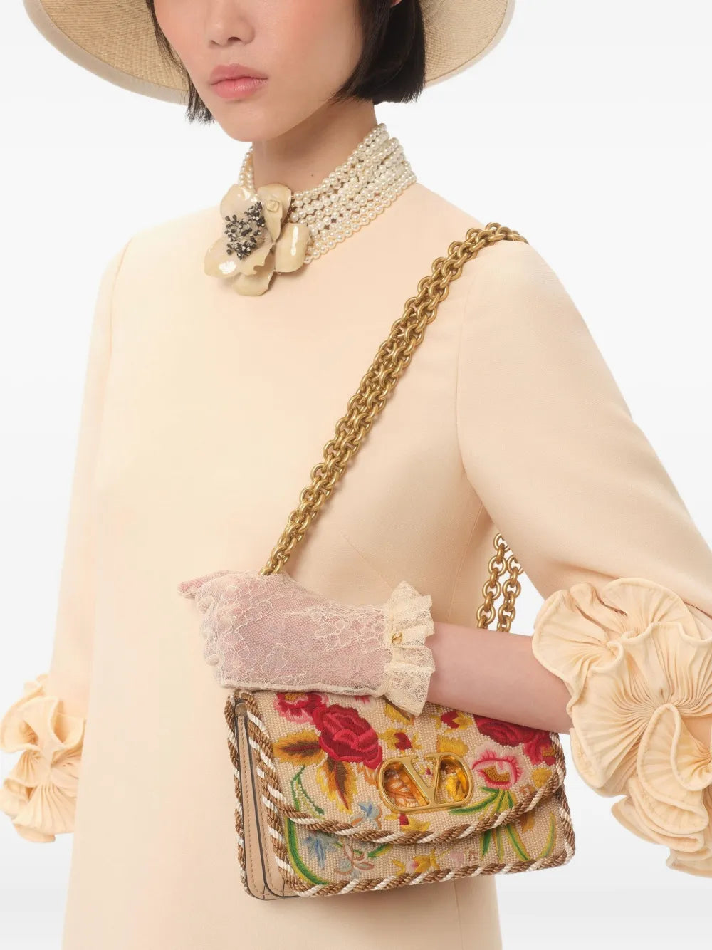Valentino Garavani Small Vain Embroidered Shoulder Bag