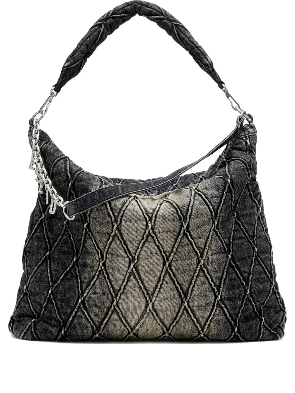 Diesel Charm D Quilted Chain Embellished Shoulder Bag