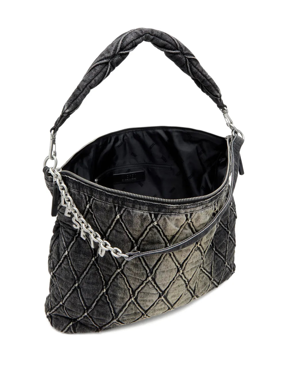 Diesel Charm D Quilted Chain Embellished Shoulder Bag