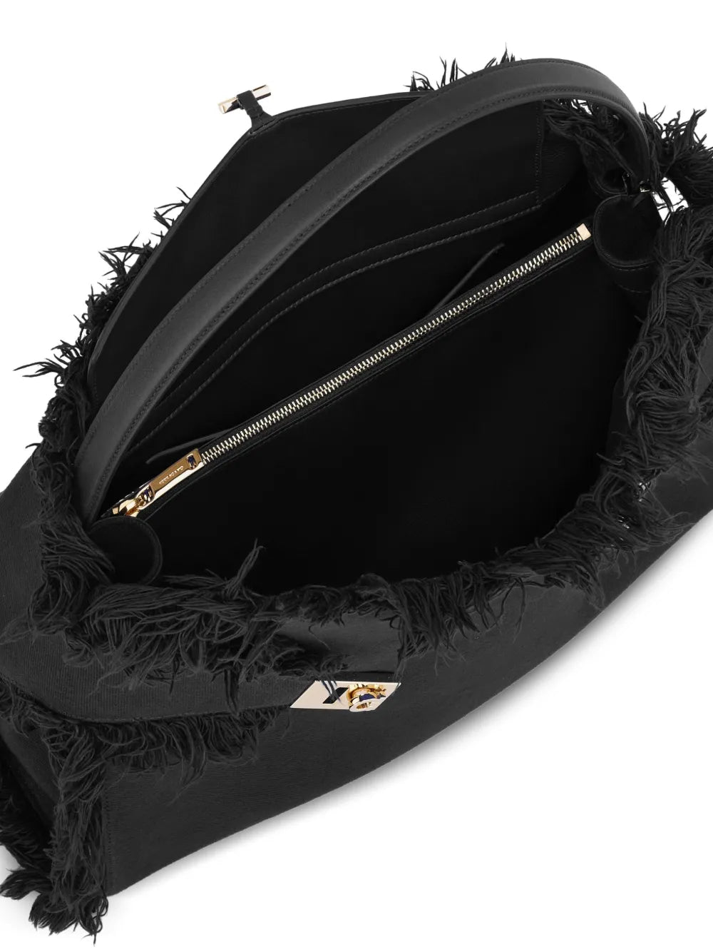 Ferragamo Large Hug Fringe Detail Shoulder Bag