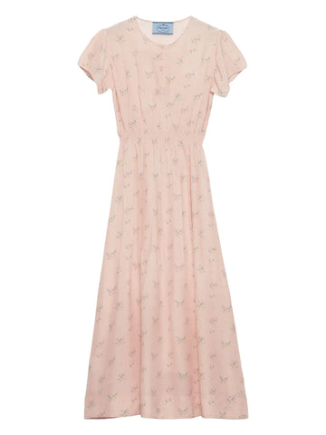 Prada Floral Ponge Midi Dress