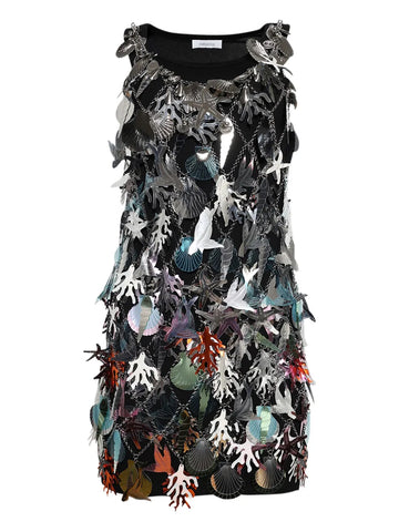 Rabanne Robe Shell Coral Chain Effect Mini Dress