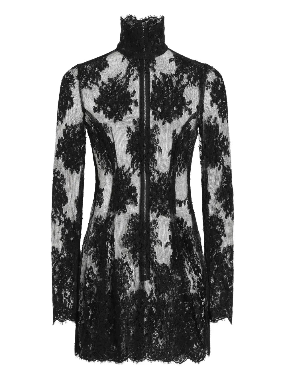 Dolce Gabbana Lace High Neck Mini Dress