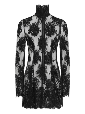 Dolce Gabbana Lace High Neck Mini Dress