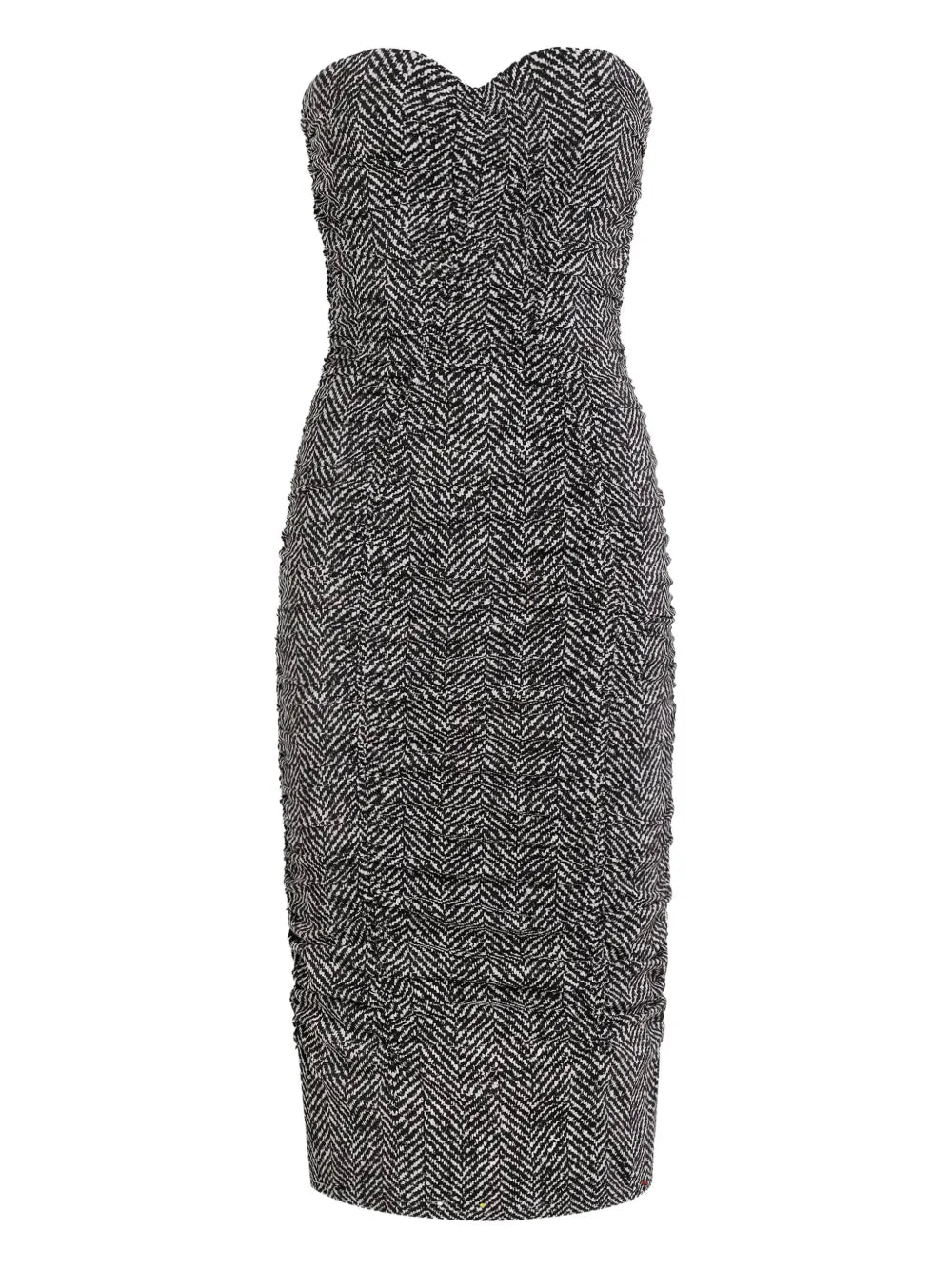 Dolce Gabbana Chevron Strapless Midi Dress
