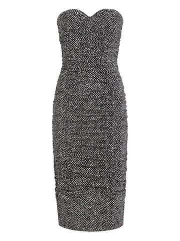 Dolce Gabbana Chevron Strapless Midi Dress