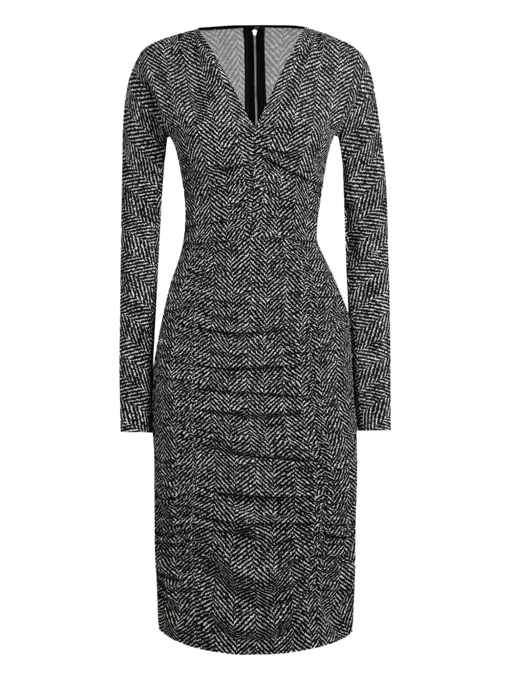 Dolce Gabbana Chevron Gathered Midi Dress
