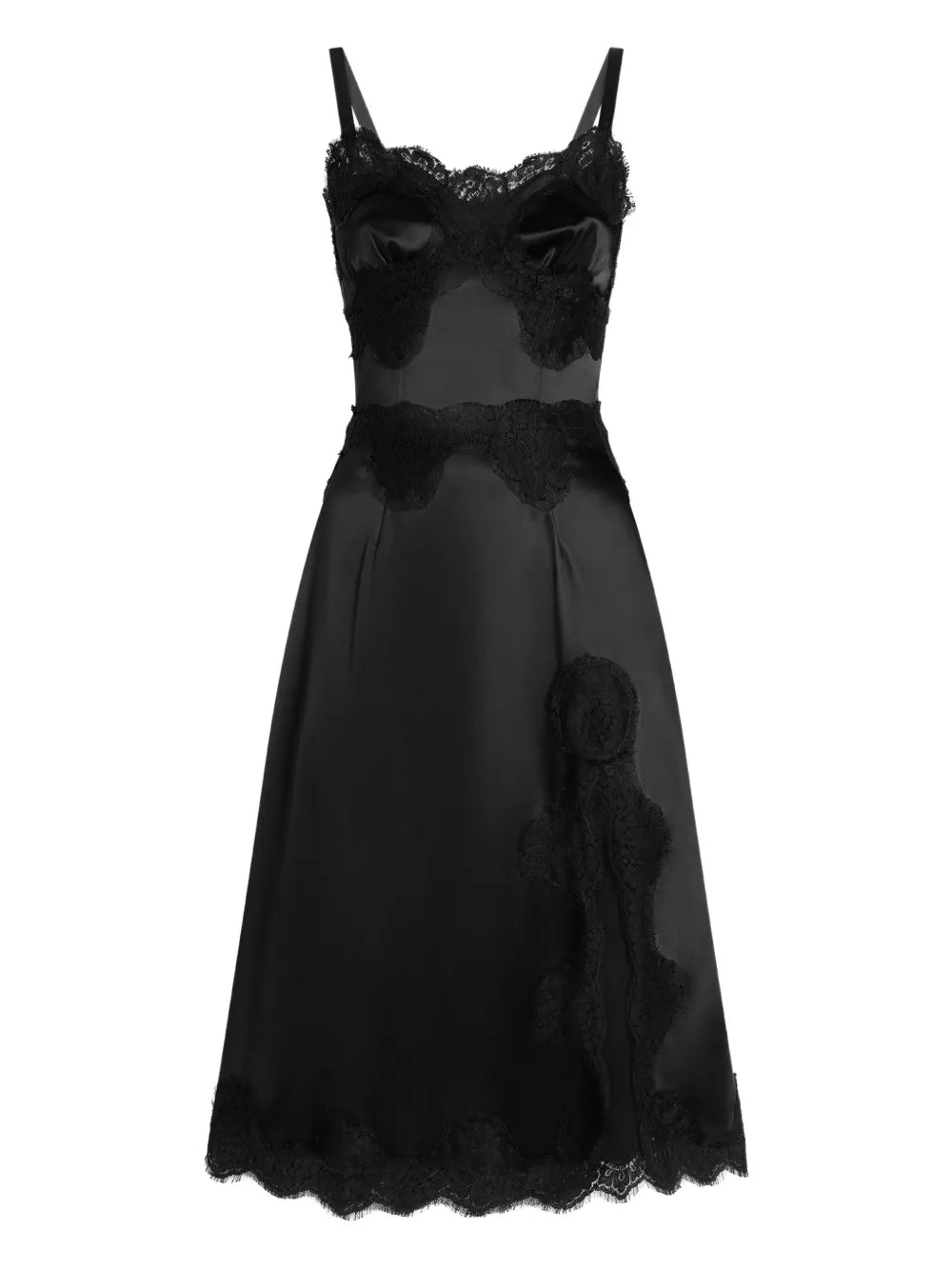 Dolce Gabbana Lace Embellished Satin Dress