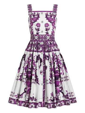 Dolce Gabbana Maiolica Print Midi Dress