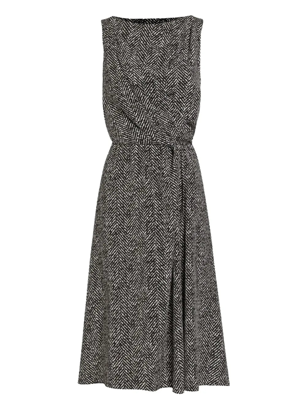 Dolce Gabbana Herringbone Sleeveless Midi Dress