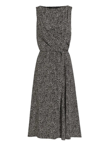 Dolce Gabbana Herringbone Sleeveless Midi Dress