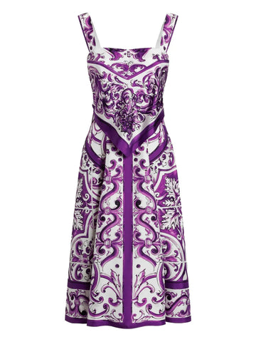 Dolce Gabbana Majolica Print Midi Dress