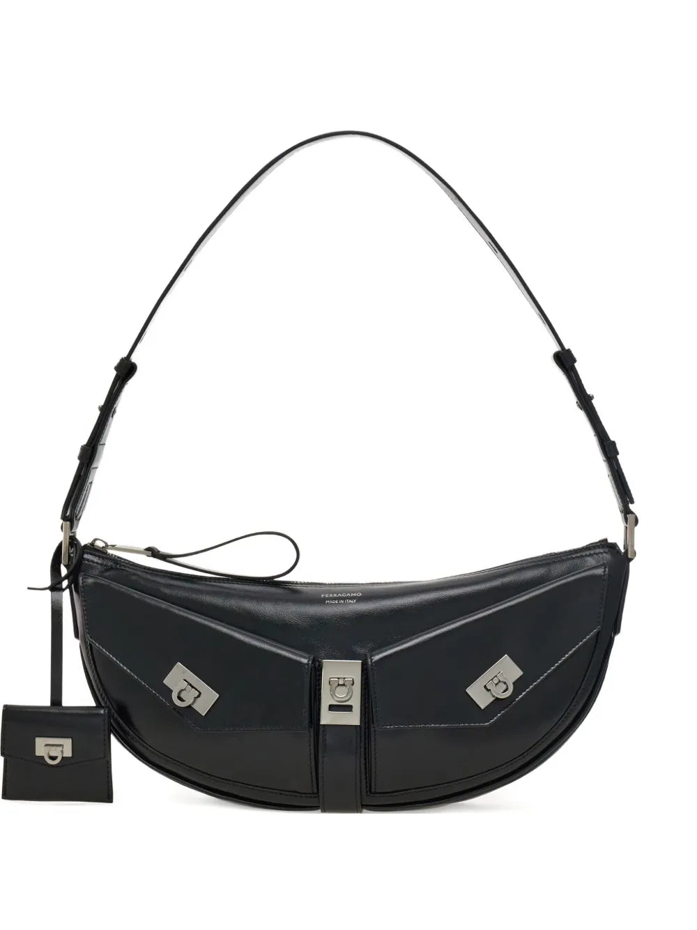 Ferragamo Small Gancio Embellished Curved Shoulder Bag