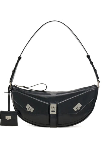 Ferragamo Small Gancio Embellished Curved Shoulder Bag