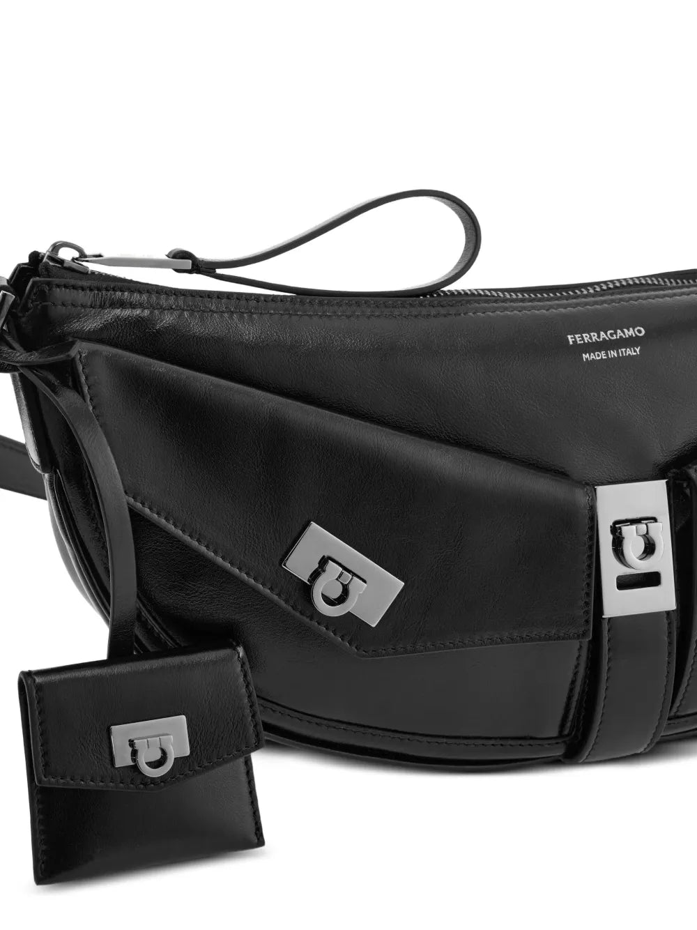 Ferragamo Small Gancio Embellished Curved Shoulder Bag