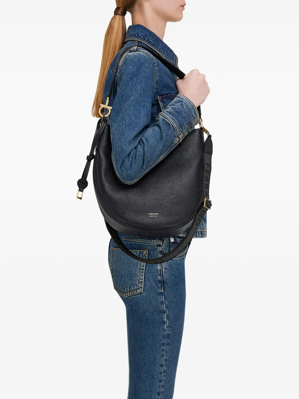 Ferragamo North South Leather Shoulder Bag